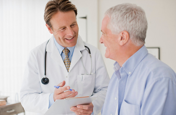 Doctor consulting with patient about cognitive testing